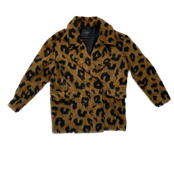 Unisex Scotch and Soda cheetah print pea coat - Picture 3 of 6